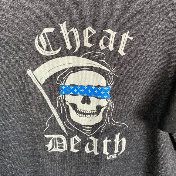 Vans Original T-Shirts Men's Gray "Cheat Death" Print Tee‎ Size Small - Picture 4 of 11